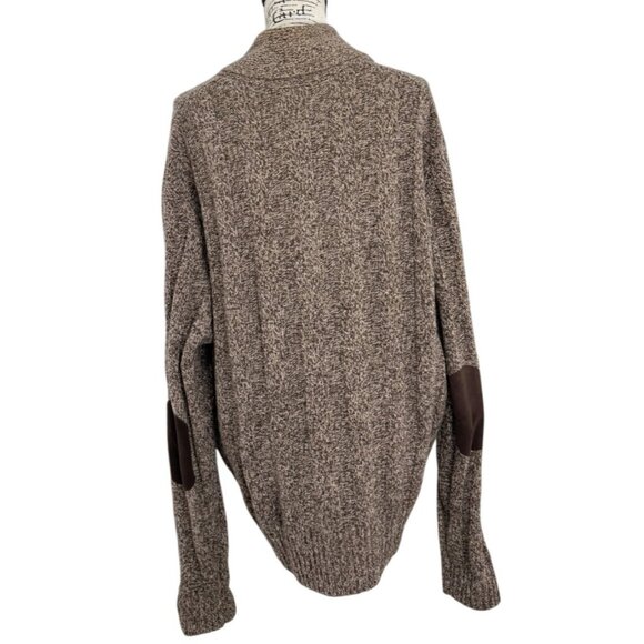 Jos. A Bank Shawl Collar Cardigan Lamb Wool Brown Elbow Patches Grandpa Men XL - Picture 2 of 7